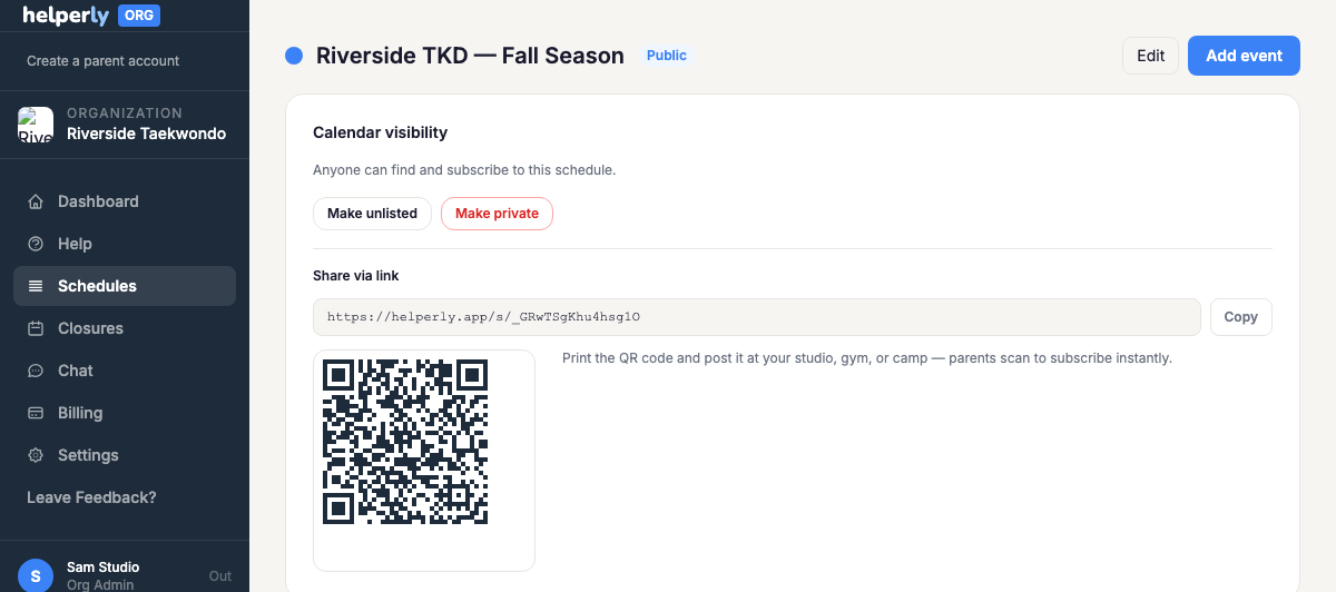 Org QR Code Page